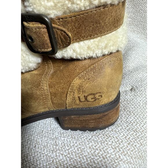 UGG Australia Blayre II Womens 8.5 Boots Brown Leather Sheepskin Lined 1008220 - Picture 2 of 8